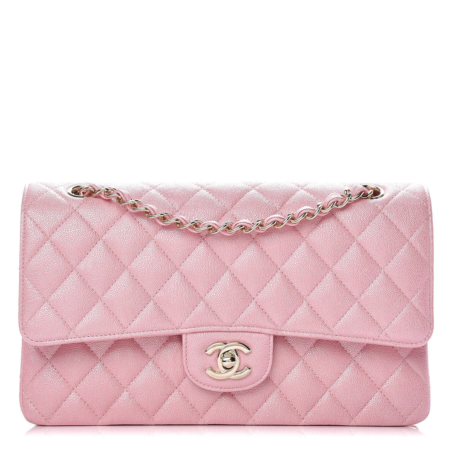 Chanel Iridescent Caviar Quilted Medium Double Flap Rose Pink 1 of 10