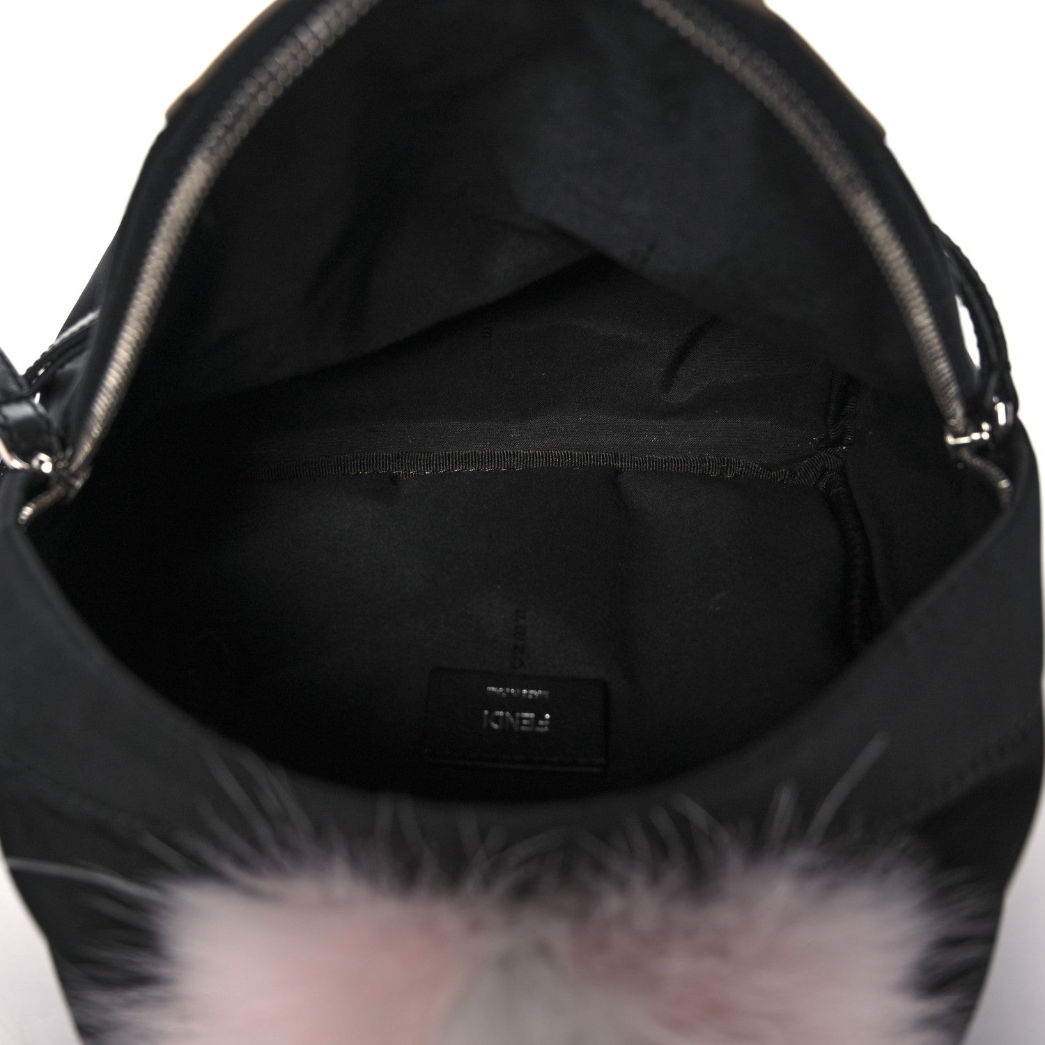 Fendi Nylon Vitello Elite Fox Goat Fur Monster Eyes Studded Mini Backpack Black Peonia Multicolor 7 of 12