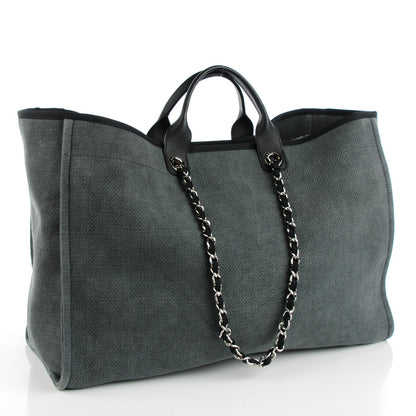Chanel Canvas Extra Large Deauville Tote Dark Grey 3 of 7