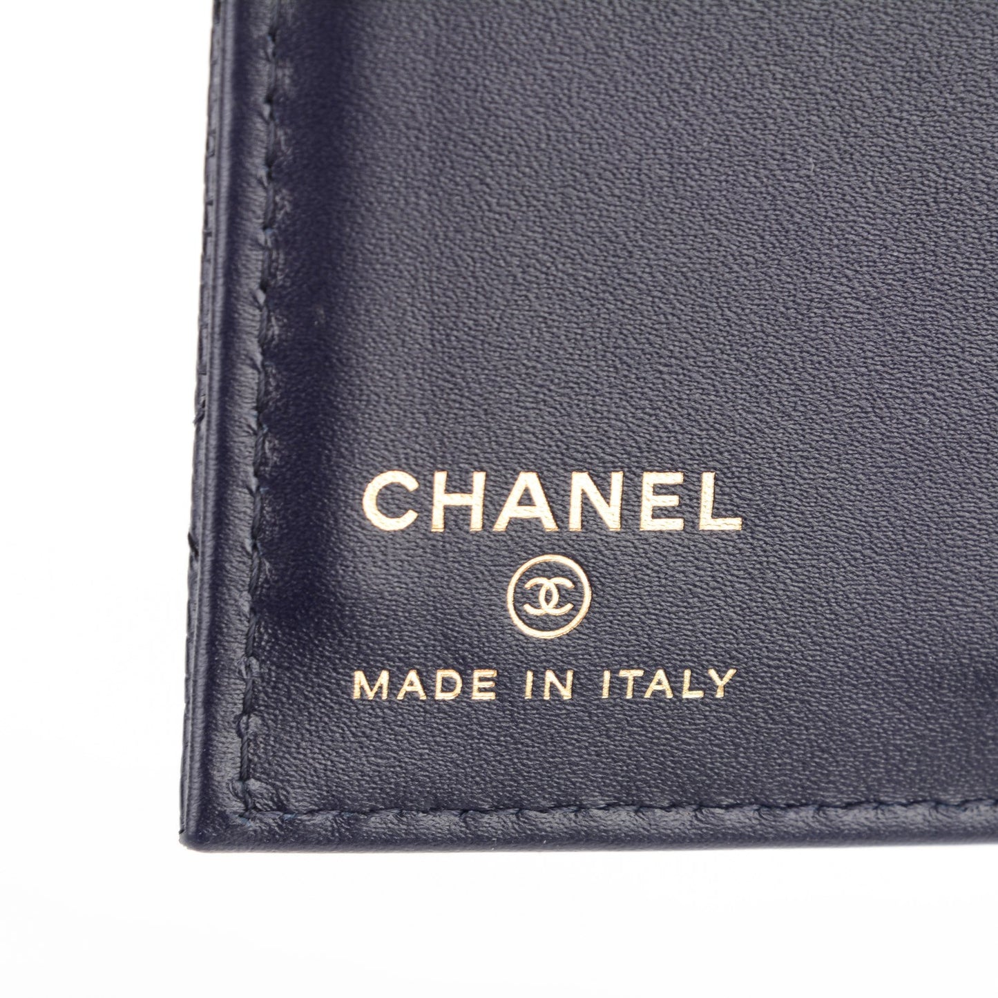 Caviar Quilted Card Holder Wallet Dark Blue