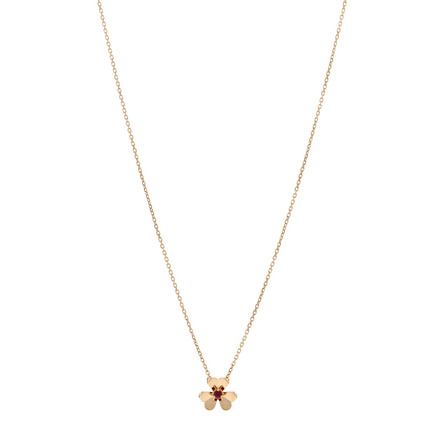 Van Cleef & Arpels 18K Yellow Gold Ruby Mini Frivole Pendant Necklace 1 of 6