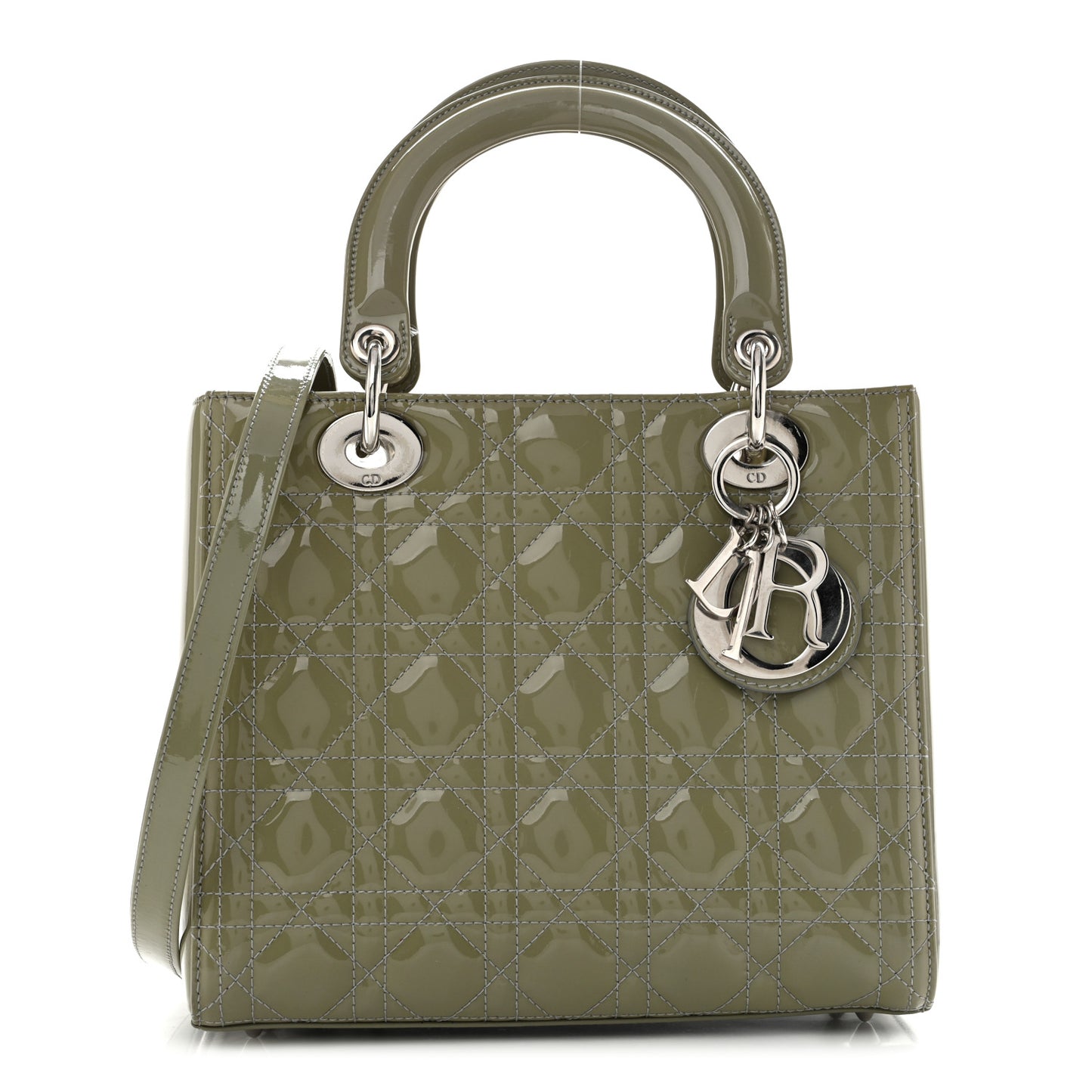 Patent Cannage Medium Lady Dior Grey