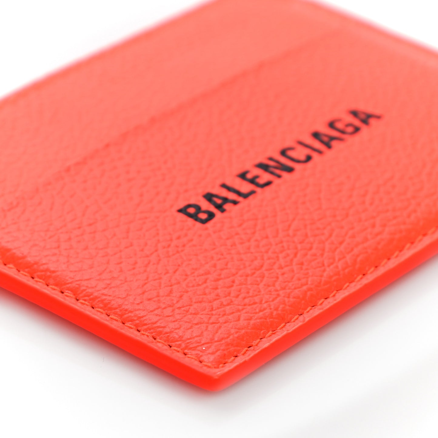 Grained Calfskin Logo Cash Card Holder Orange Black