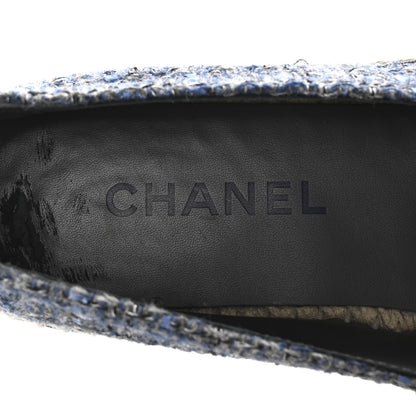Chanel Tweed Lambskin CC Espadrilles 40 Blue Grey 8 of 10
