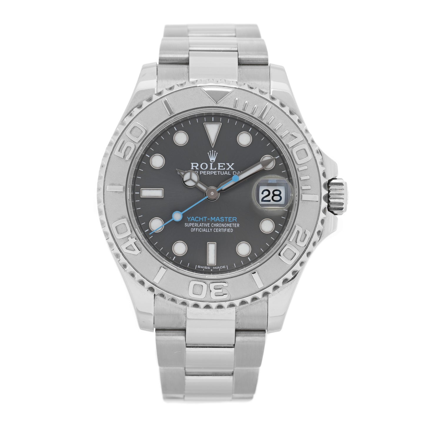 Stainless Steel Platinum 37mm Oyster Perpetual Date Yacht-Master Watch Slate 268622