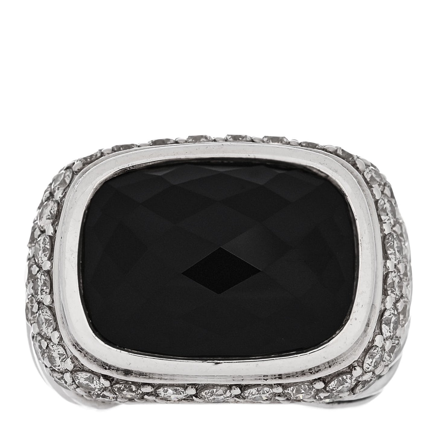 Sterling Silver Diamond Black Onyx 16mm Albion Ring 52 6
