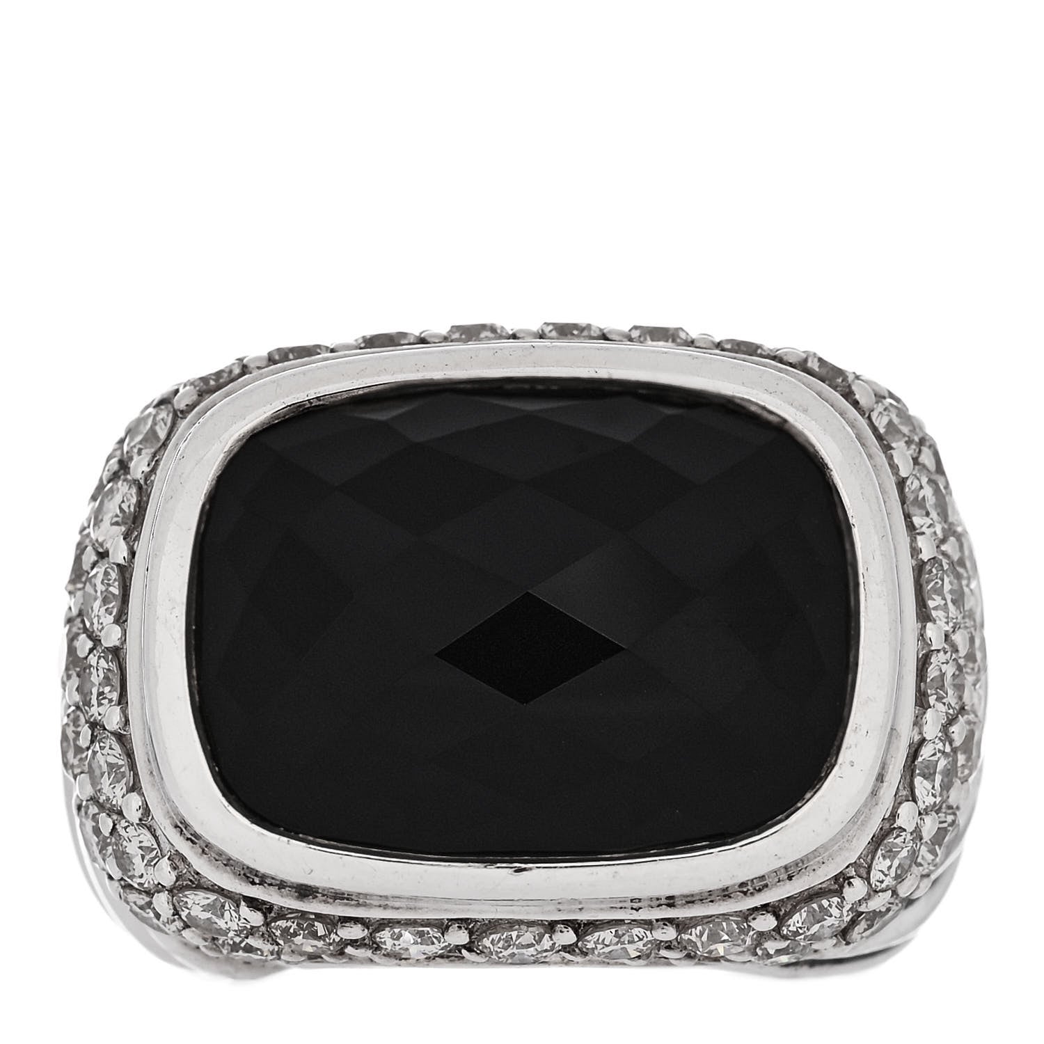 David Yurman Sterling Silver Diamond Black Onyx 16mm Albion Ring 52 6 1 of 6