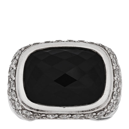 David Yurman Sterling Silver Diamond Black Onyx 16mm Albion Ring 52 6 1 of 6