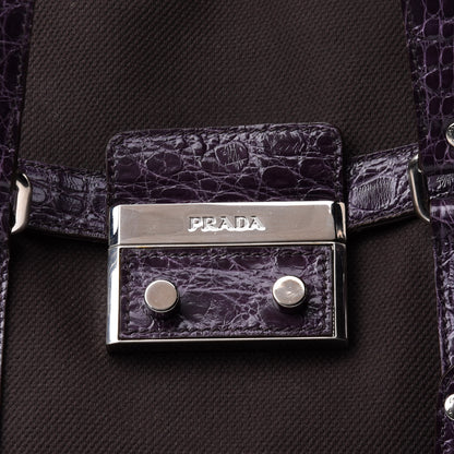Prada Canapa Cocco Sacca Shoulder Bag Ebano Malva 8 of 11