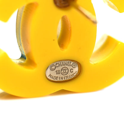 Chanel Glitter Resin CC Earrings Yellow Blue 4 of 4