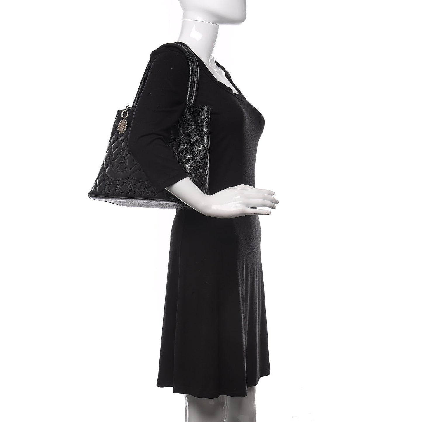 Caviar Quilted Medallion Tote Black