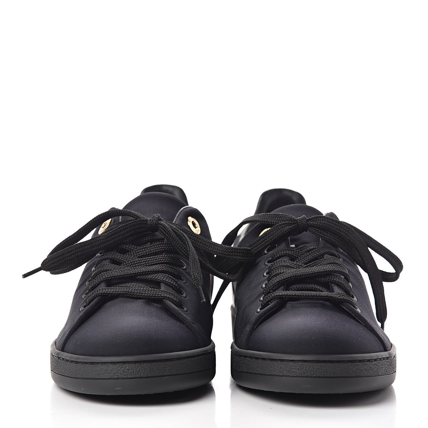 Nylon Calfskin Frontrow Sneakers 38.5 Navy Black