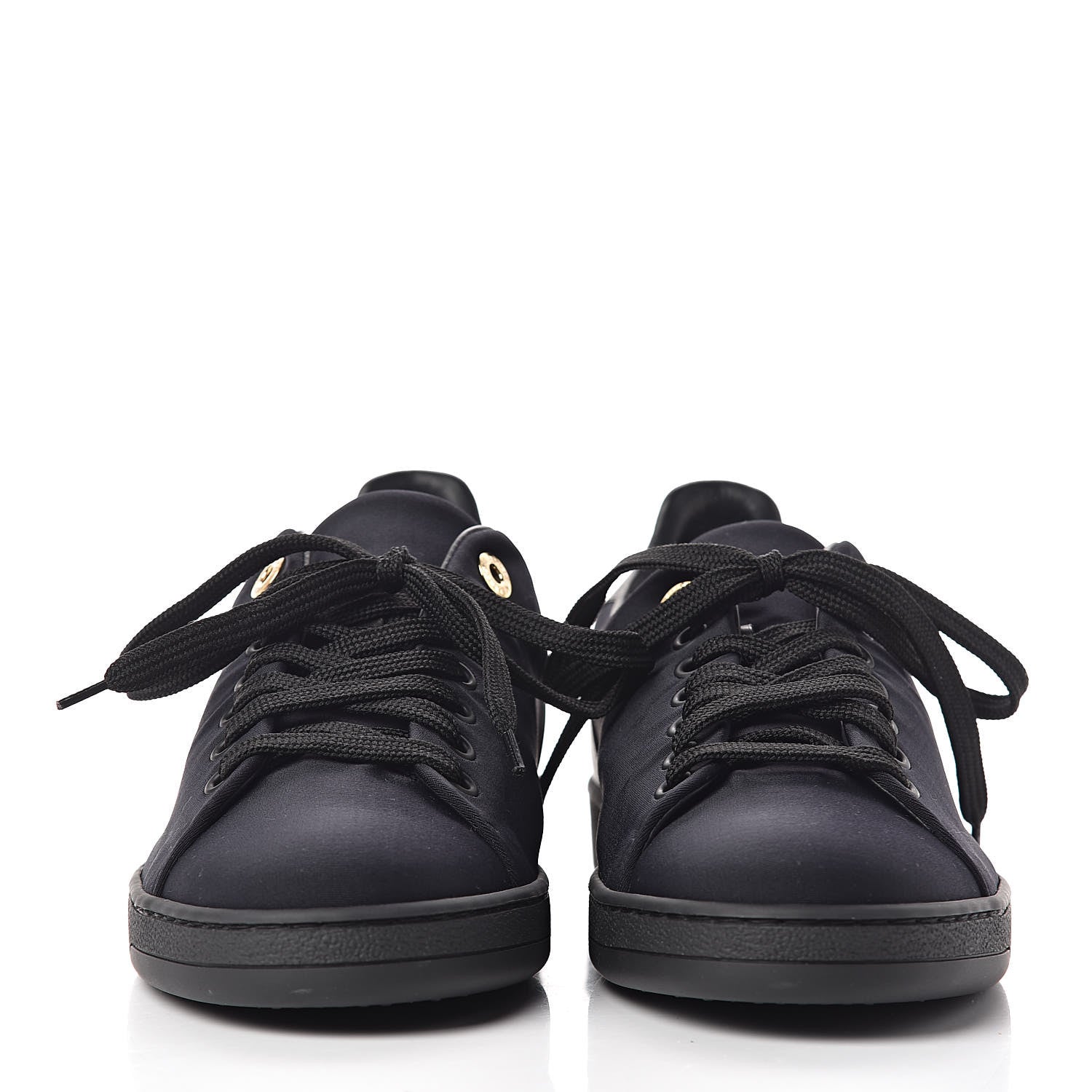 Louis Vuitton Nylon Calfskin Frontrow Sneakers 38.5 Navy Black 2 of 9