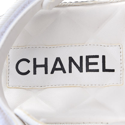 Chanel Printed Calfskin Velcro Dad Sandals 40 White Black 7 of 8
