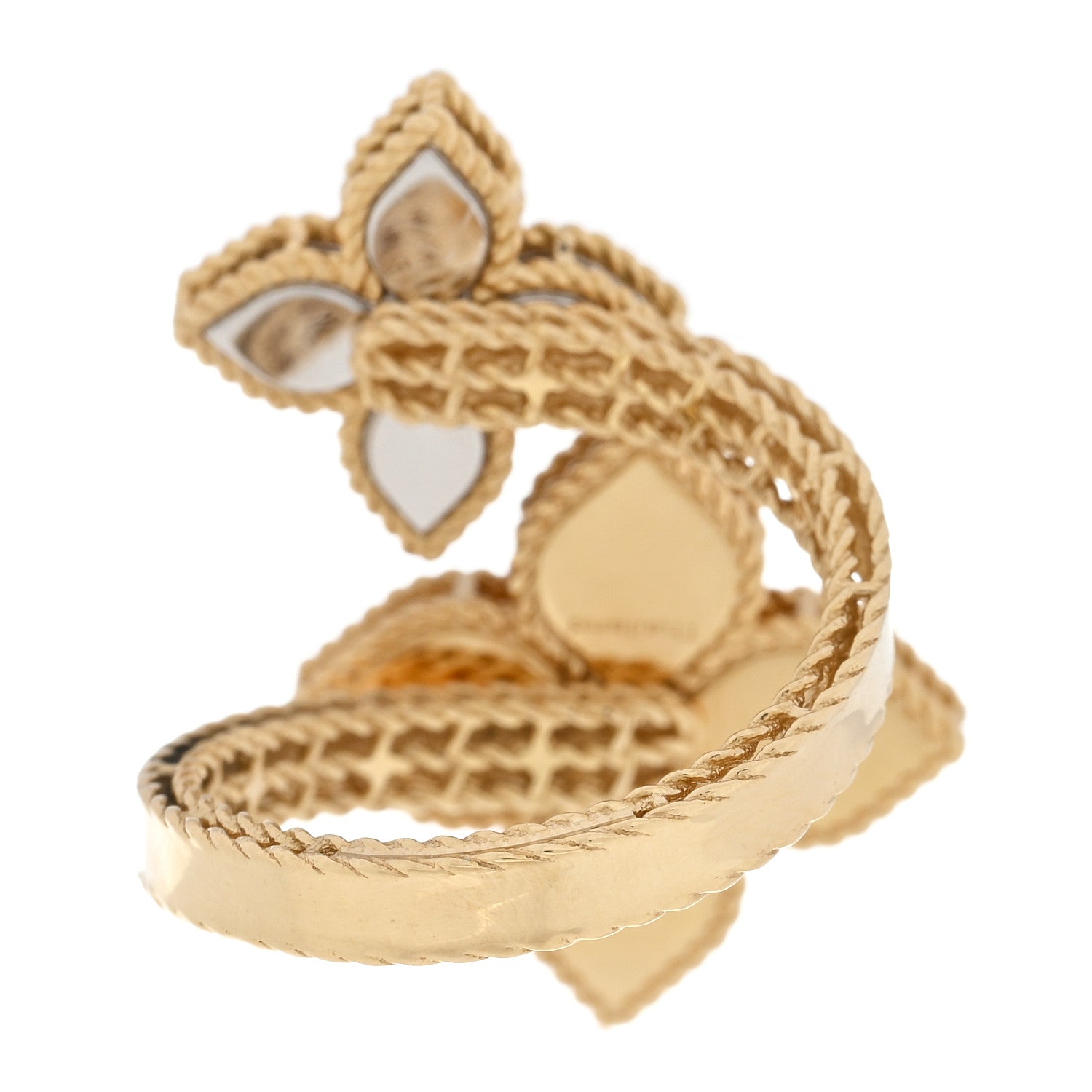 Roberto Coin 18K Yellow Gold Diamond Princess Flower Three Flower Ring 3 of 4