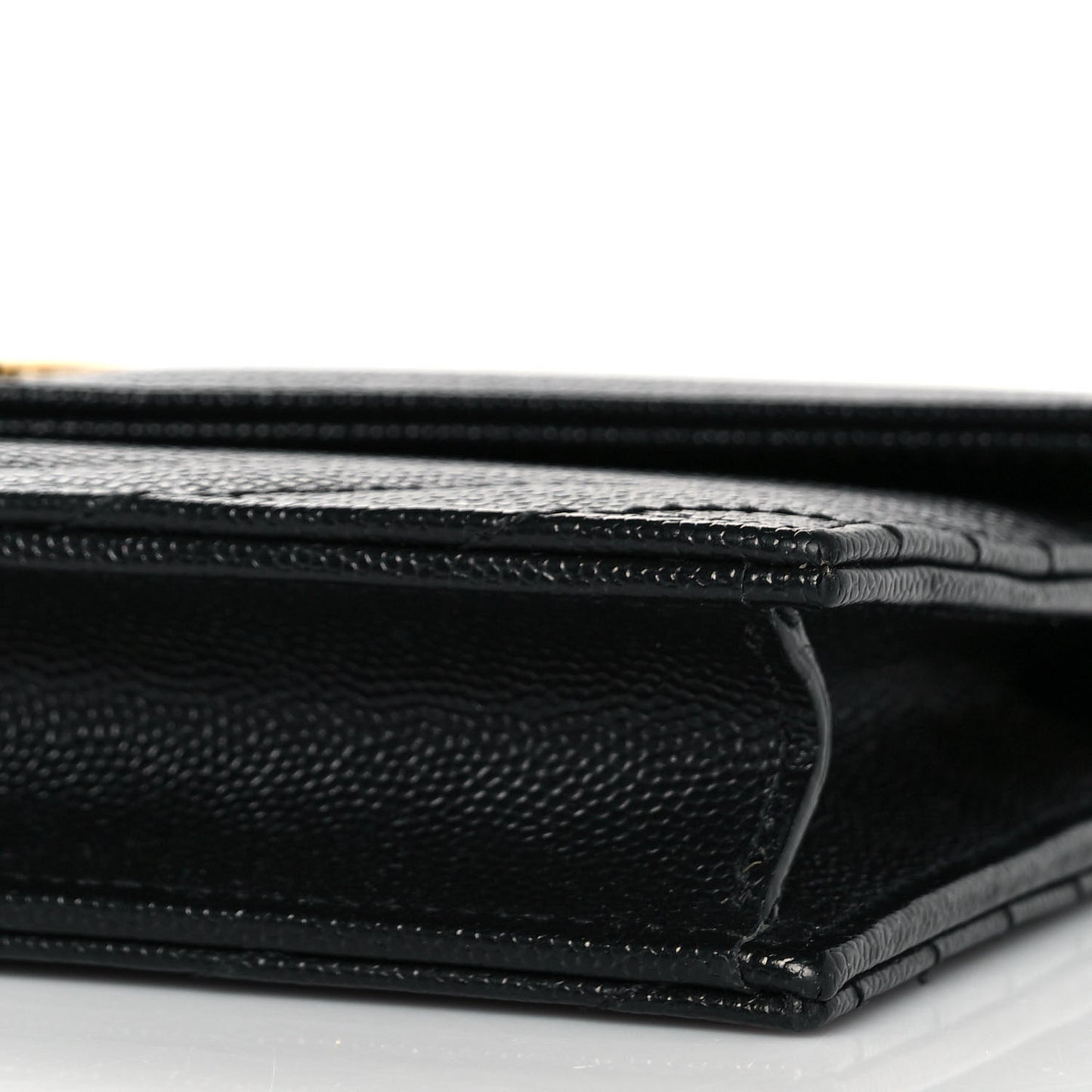 Grain De Poudre Matelasse Chevron Monogram Envelope Chain Wallet Black