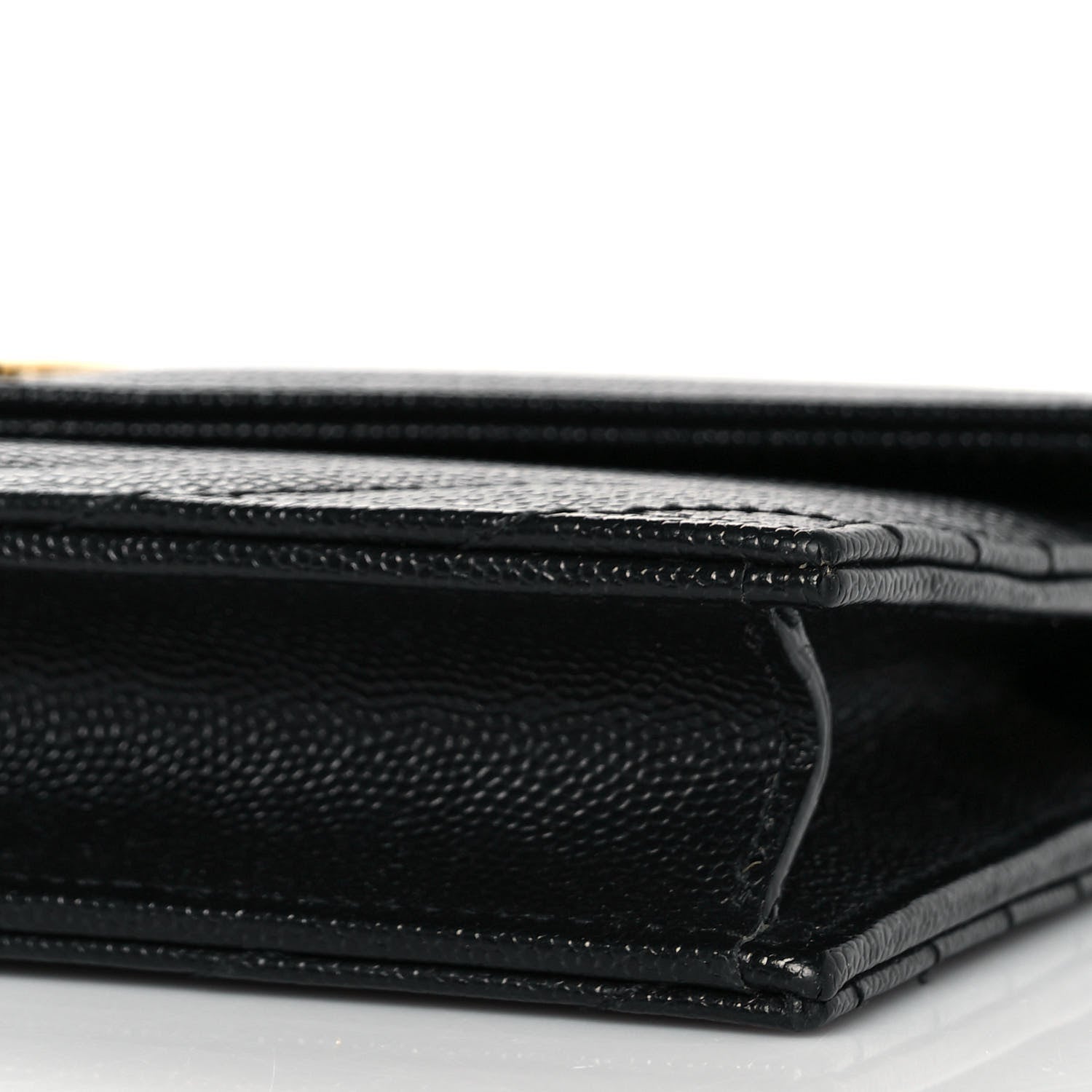 Saint Laurent Grain De Poudre Matelasse Chevron Monogram Envelope Chain Wallet Black 9 of 10