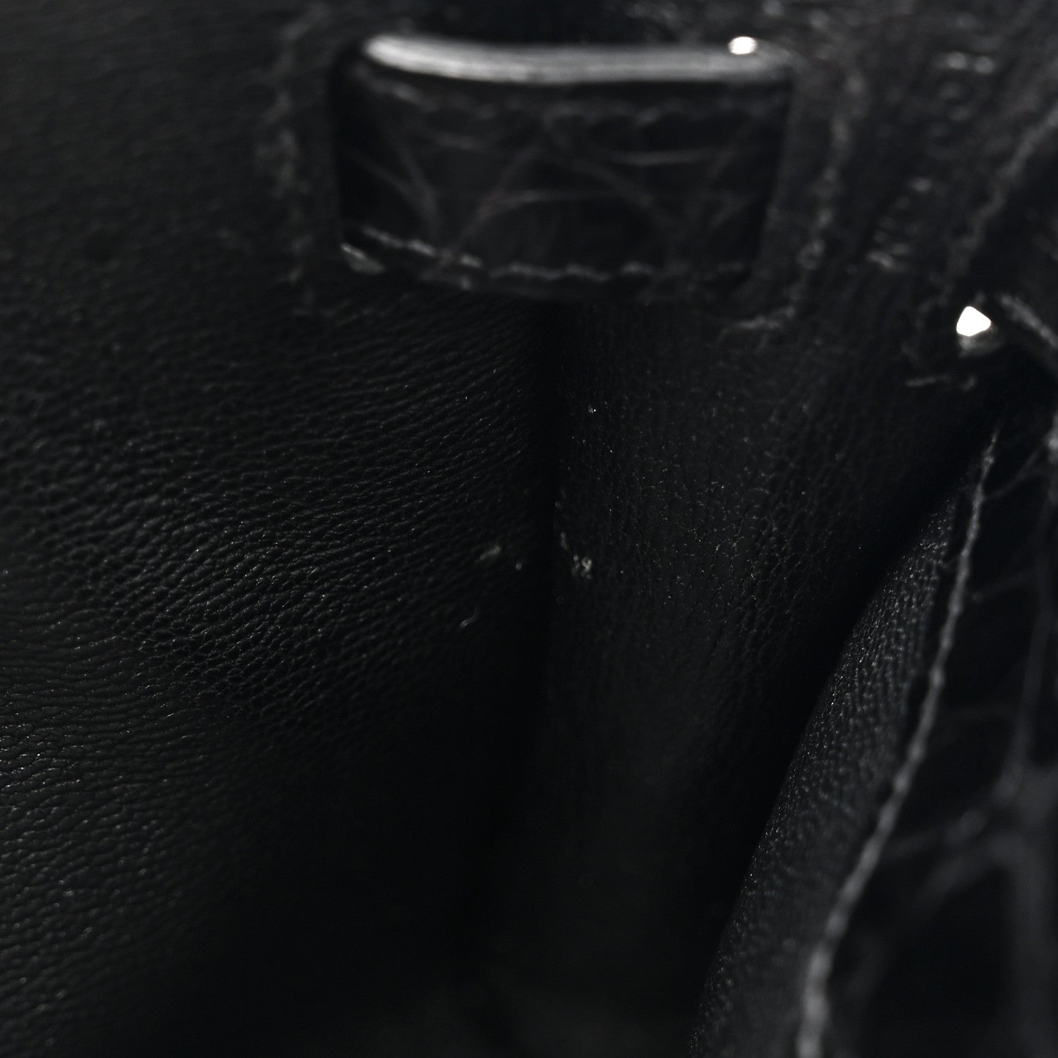 Hermes Shiny Porosus Crocodile Kelly Cut Pochette Black 10 of 10