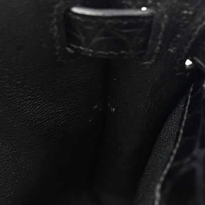 Hermes Shiny Porosus Crocodile Kelly Cut Pochette Black 10 of 10