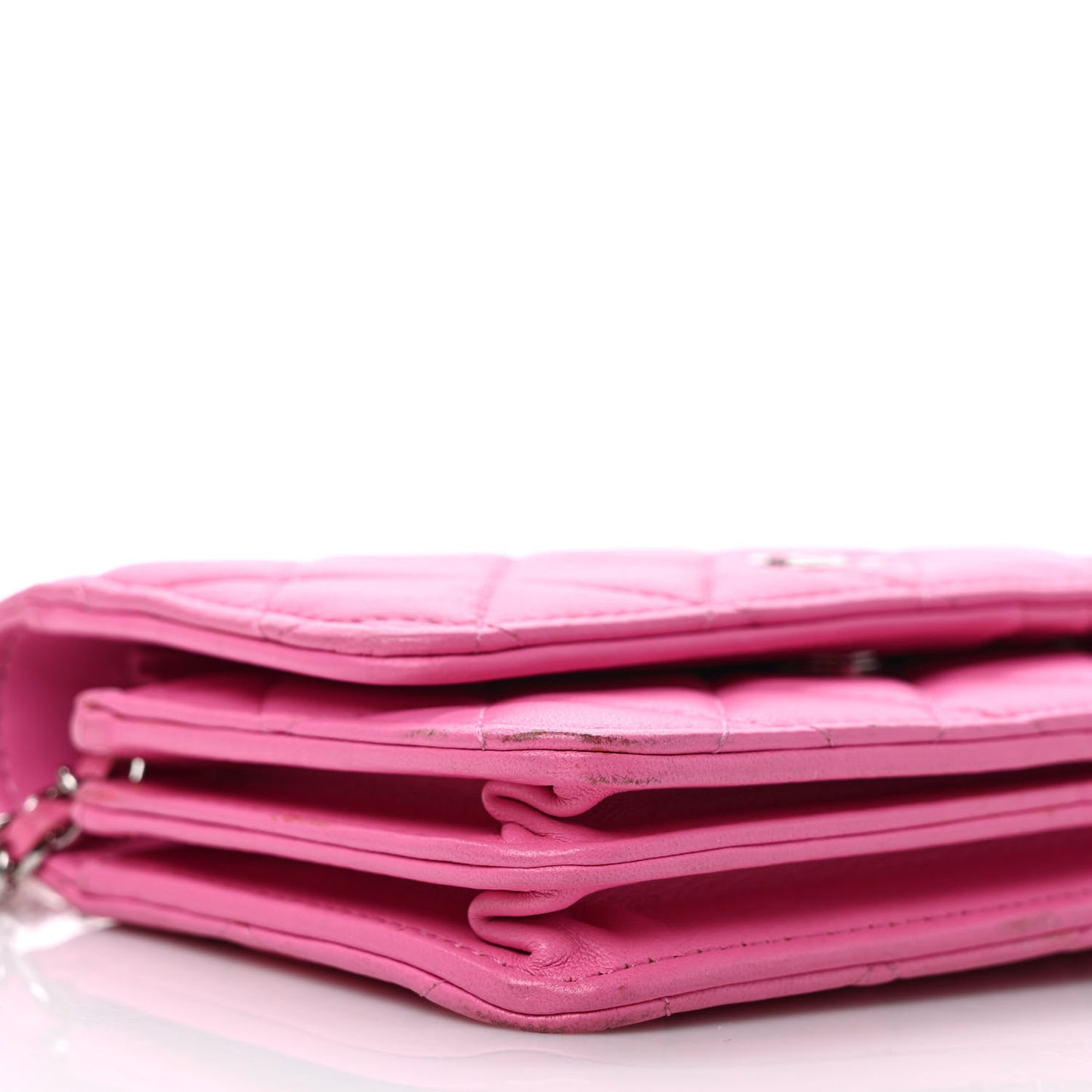 Lambskin Quilted Mini Wallet On Chain WOC Pink