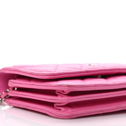 Chanel Lambskin Quilted Mini Wallet On Chain WOC Pink 8 of 11