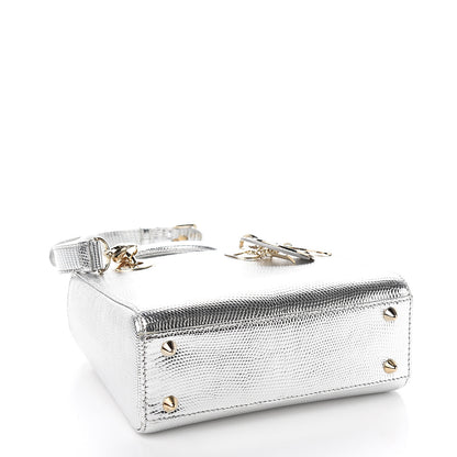 Christian Dior Metallic Lizard Small Lady Dior Argent 3 of 9