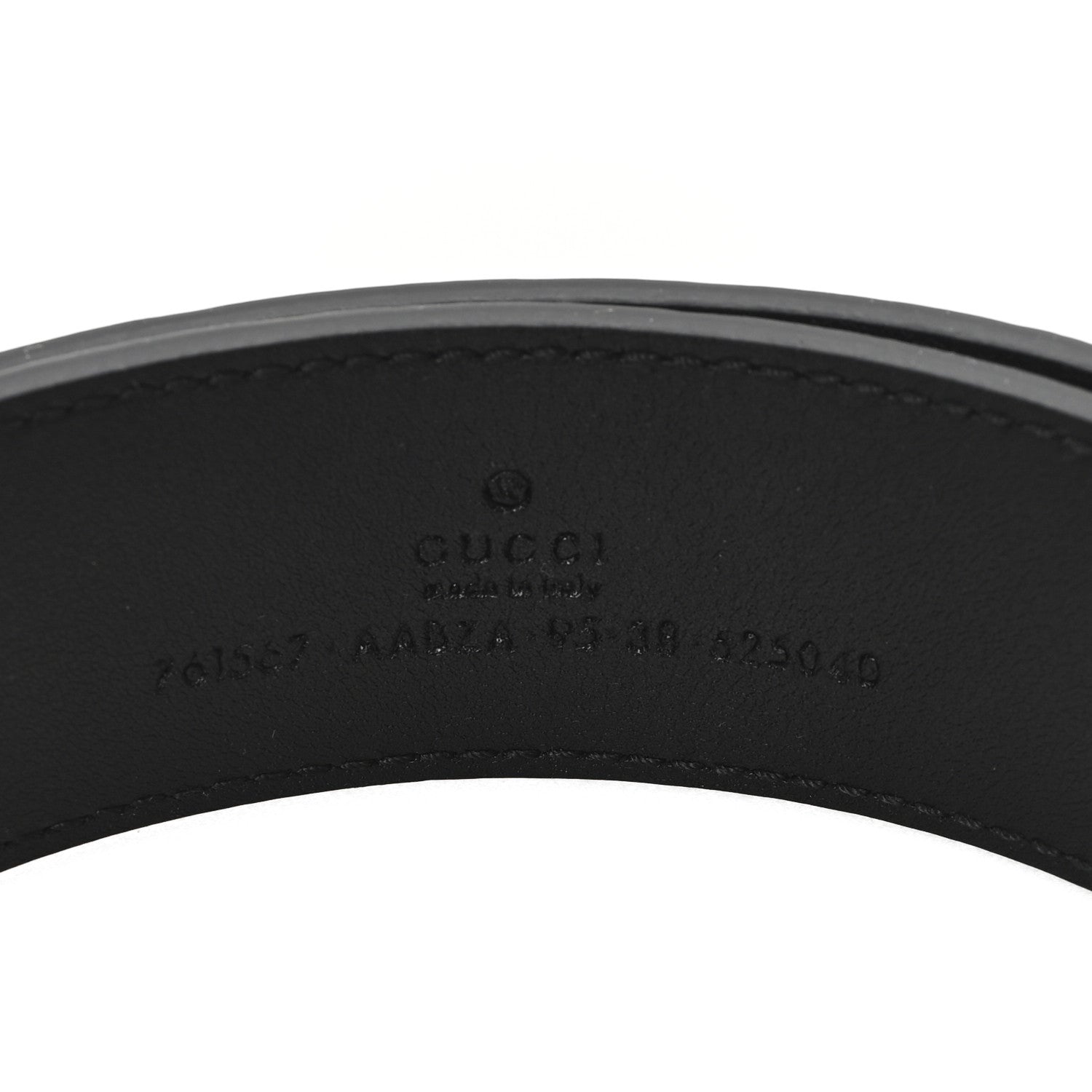 Gucci Piuma Calfskin Jumbo GG Embossed 35mm Belt 95 38 Black 3 of 4