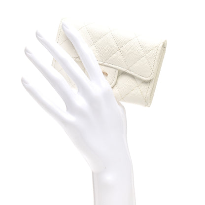 Chanel Caviar Quilted Flap Card Holder Wallet White 2 of 8