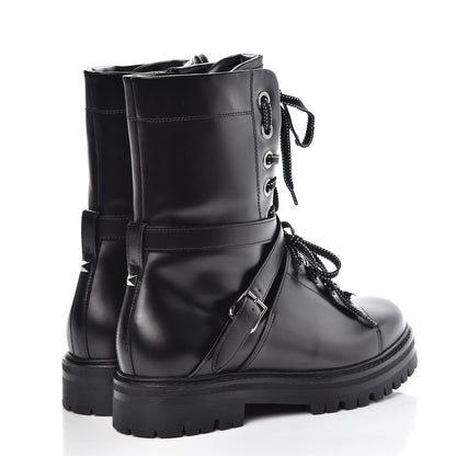 Valentino Garavani Smooth Calfskin Rockstud Buckled 25mm Combat Boots 38 Black 4 of 7