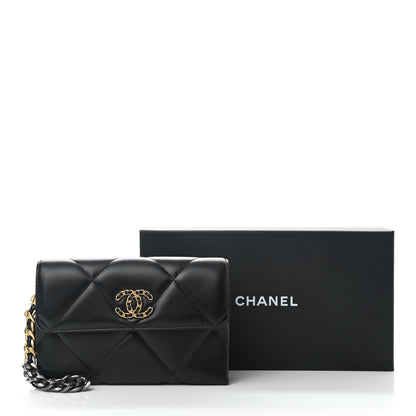 Chanel Lambskin Quilted Chanel 19 Flap Clutch Black 10 of 10