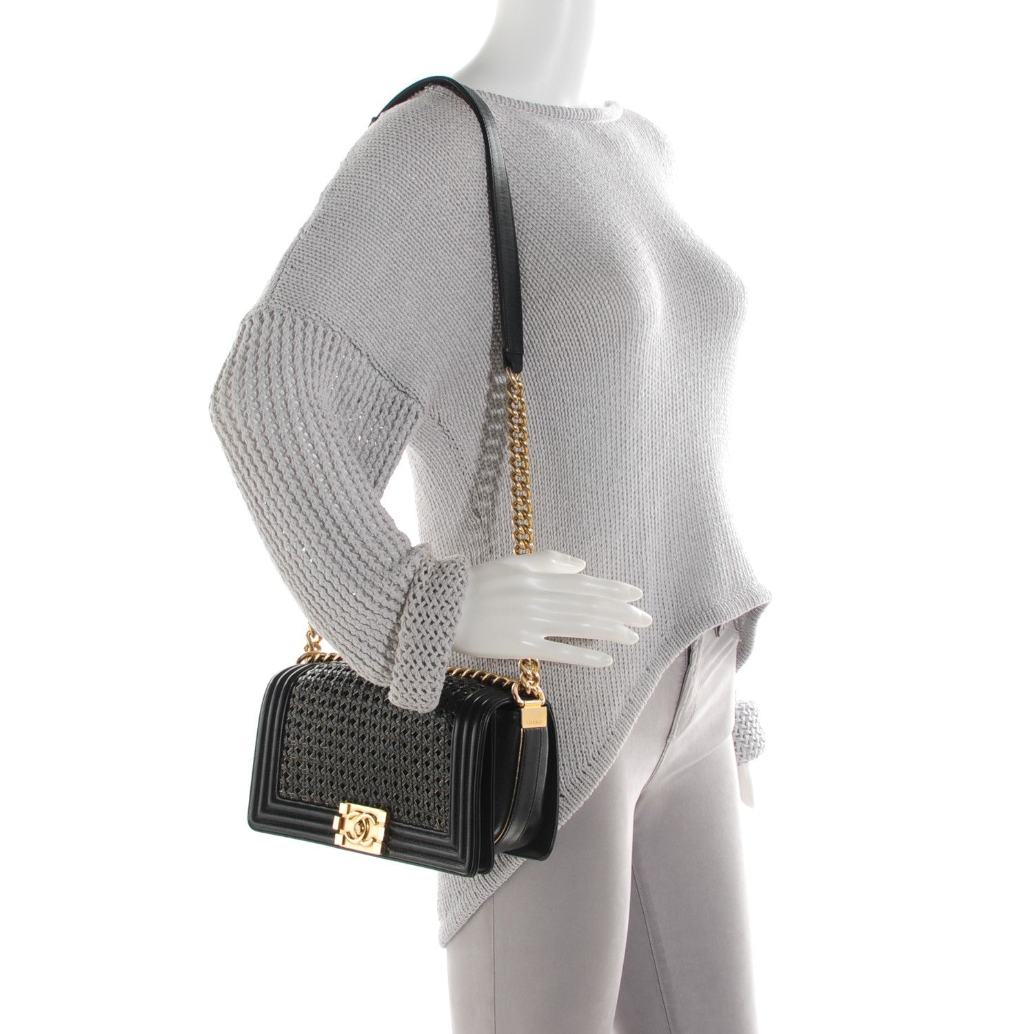 Chanel Braided Sheepskin Medium Boy Flap Black 2 of 8