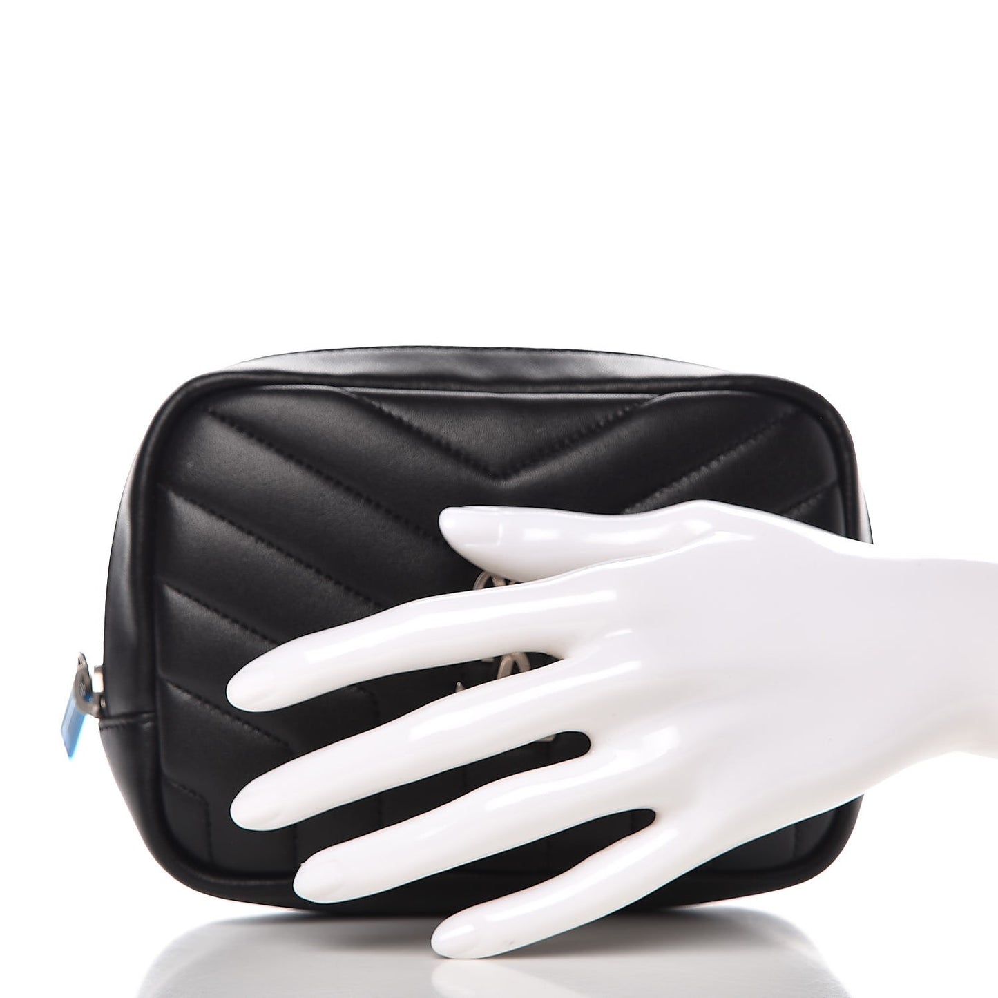 Lambskin Y Quilted Monogram Loulou Cosmetic Case Black