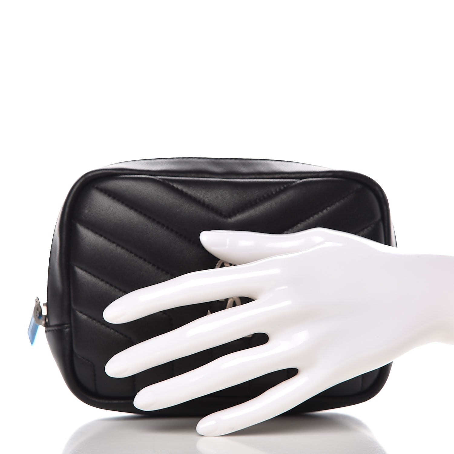 Saint Laurent Lambskin Y Quilted Monogram Loulou Cosmetic Case Black 2 of 7