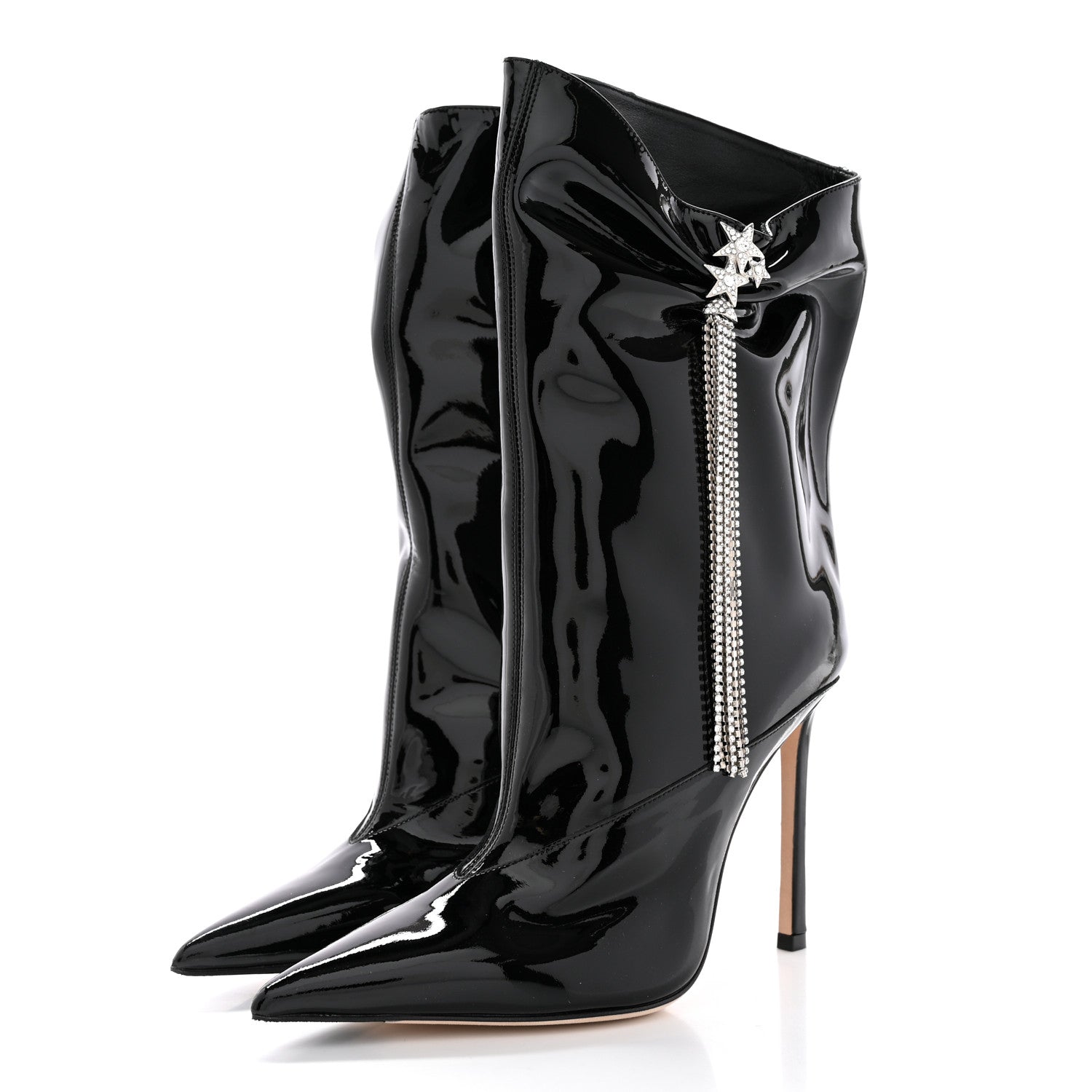 Jimmy Choo Patent Crystal Oriel 95 Boots 36 Black 3 of 11