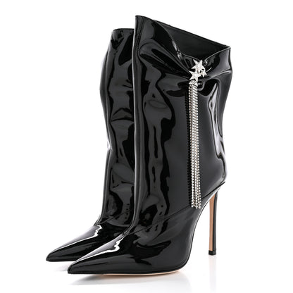 Jimmy Choo Patent Crystal Oriel 95 Boots 36 Black 3 of 11