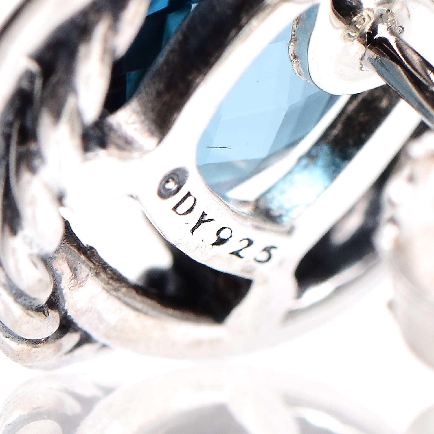 David Yurman Sterling Silver Hampton Blue Topaz 7mm Infinity Earrings 3 of 4