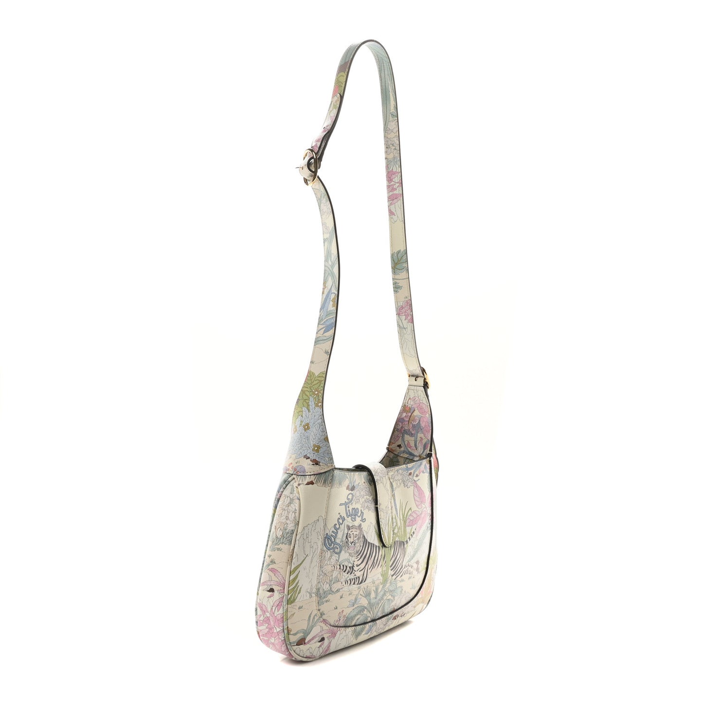New Shangai Calfskin Tiger Savanah Small Jackie 1961 Hobo Chalky White Multicolor