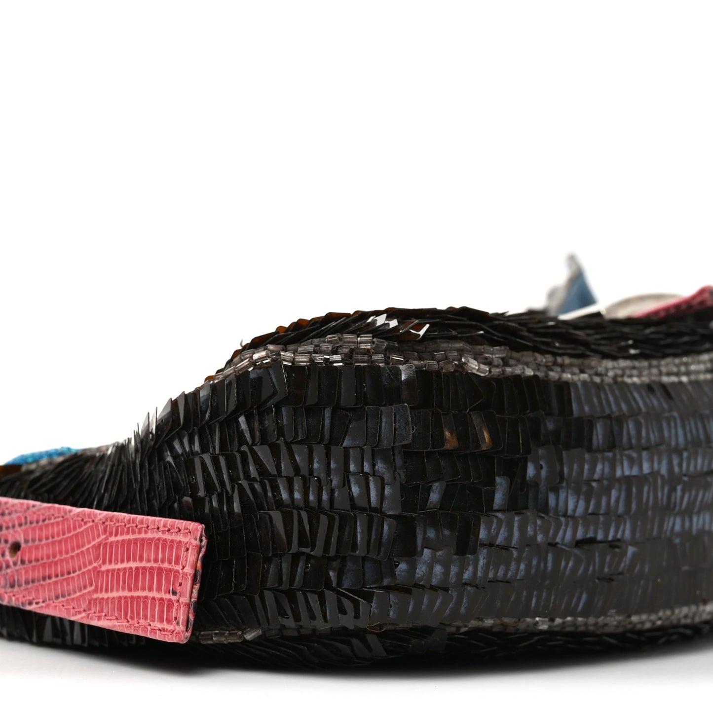 Sequin Beaded Lizard Baguette Black Multicolor