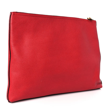 Gucci Pebbled Calfskin Medium Logo Portfolio Clutch Hibiscus Red 3 of 9