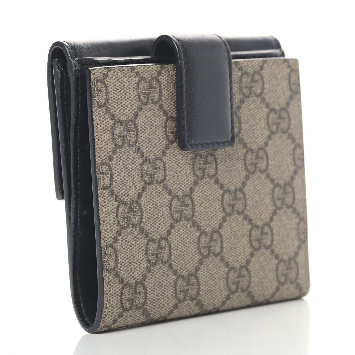GG Supreme Monogram French Flap Wallet Black