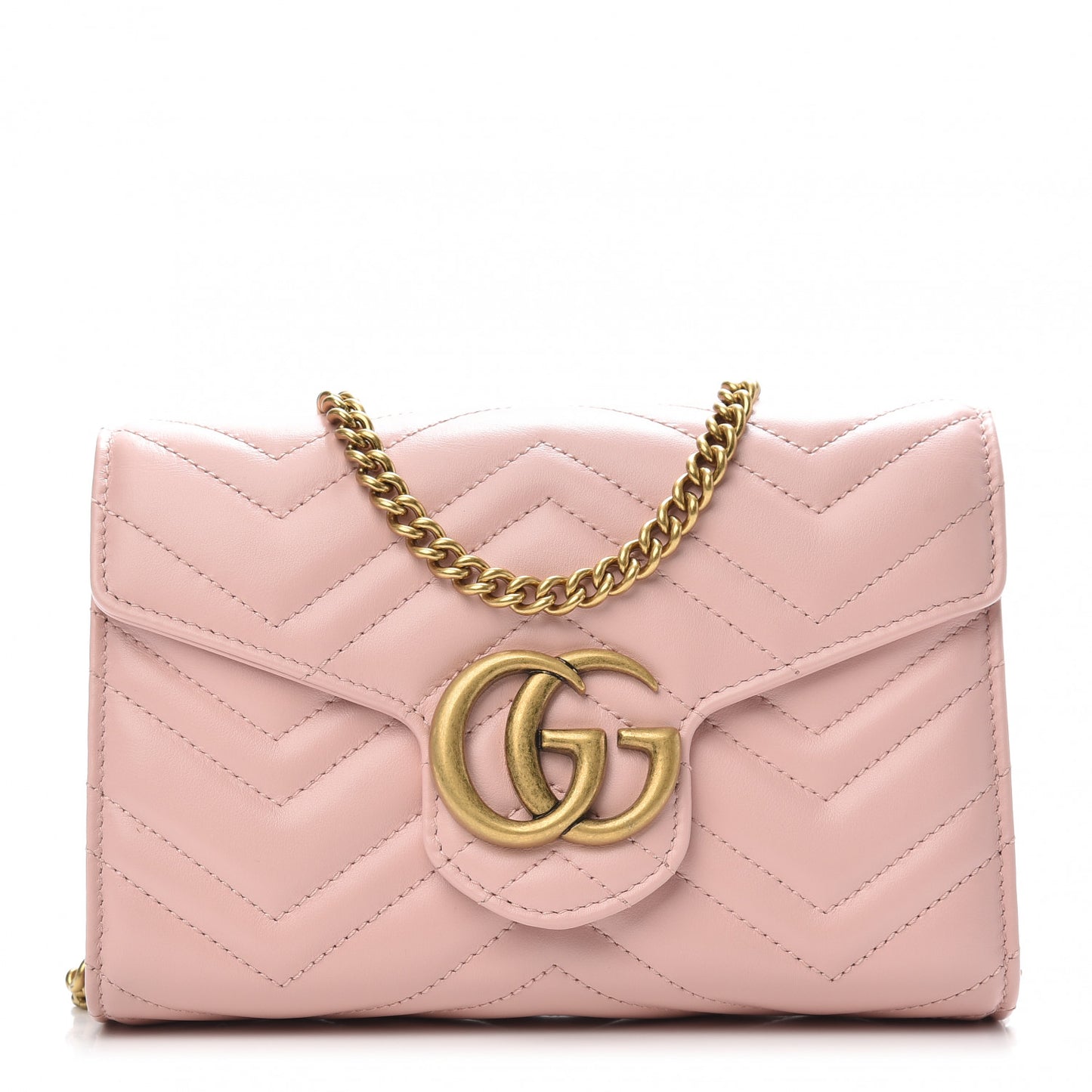 Calfskin Matelasse GG Marmont Chain Wallet Perfect Pink