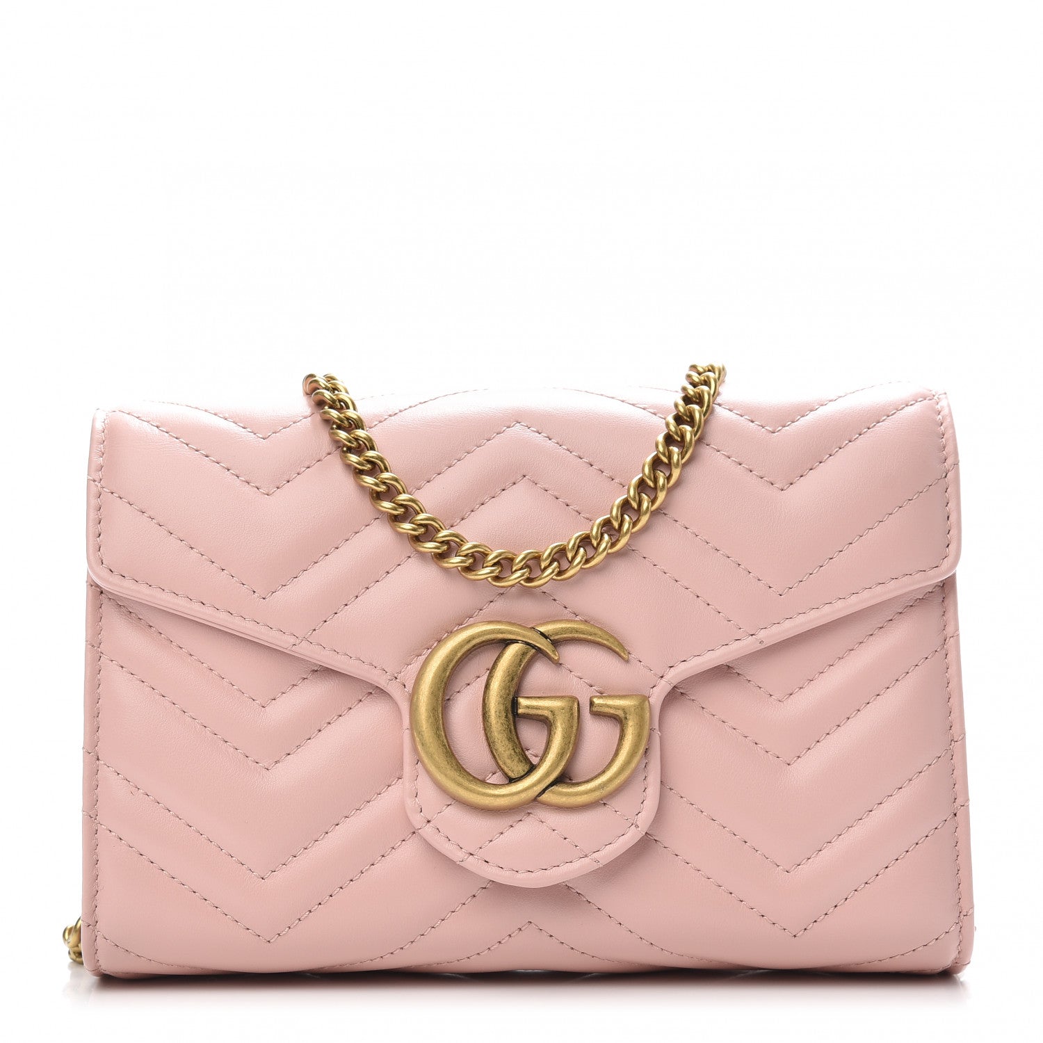 Gucci Calfskin Matelasse GG Marmont Chain Wallet Perfect Pink 1 of 10