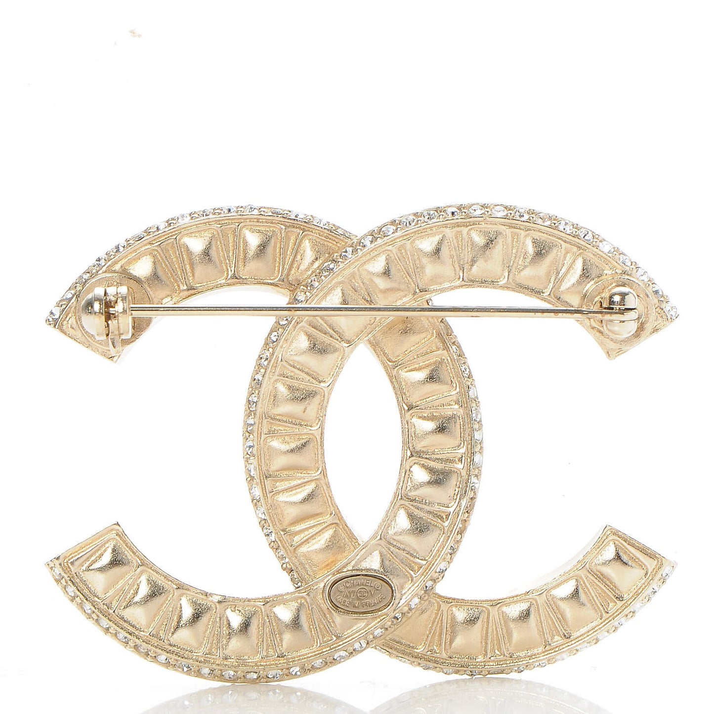 Baguette Crystal CC Brooch Gold