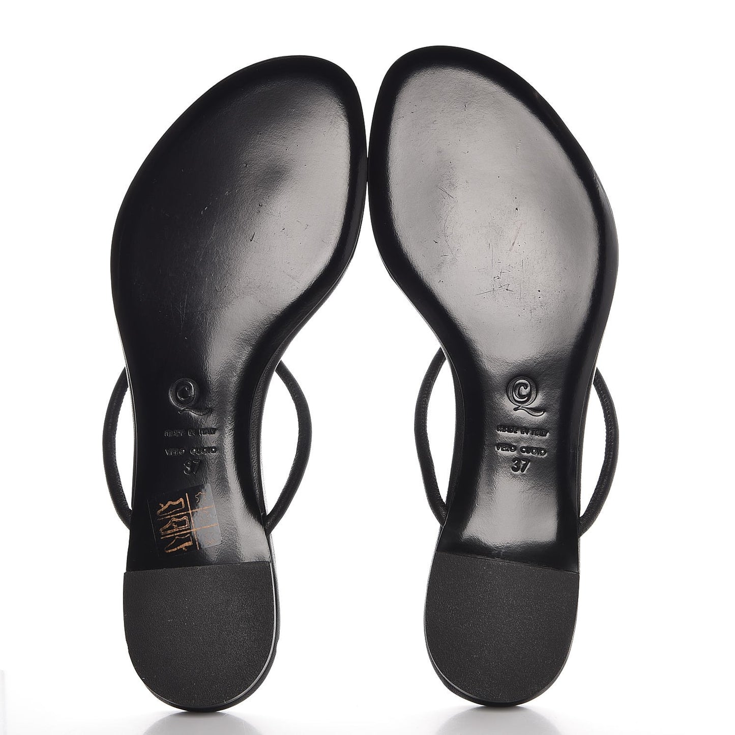 Calfskin Margareth Skull Thong Sandals 37 Black