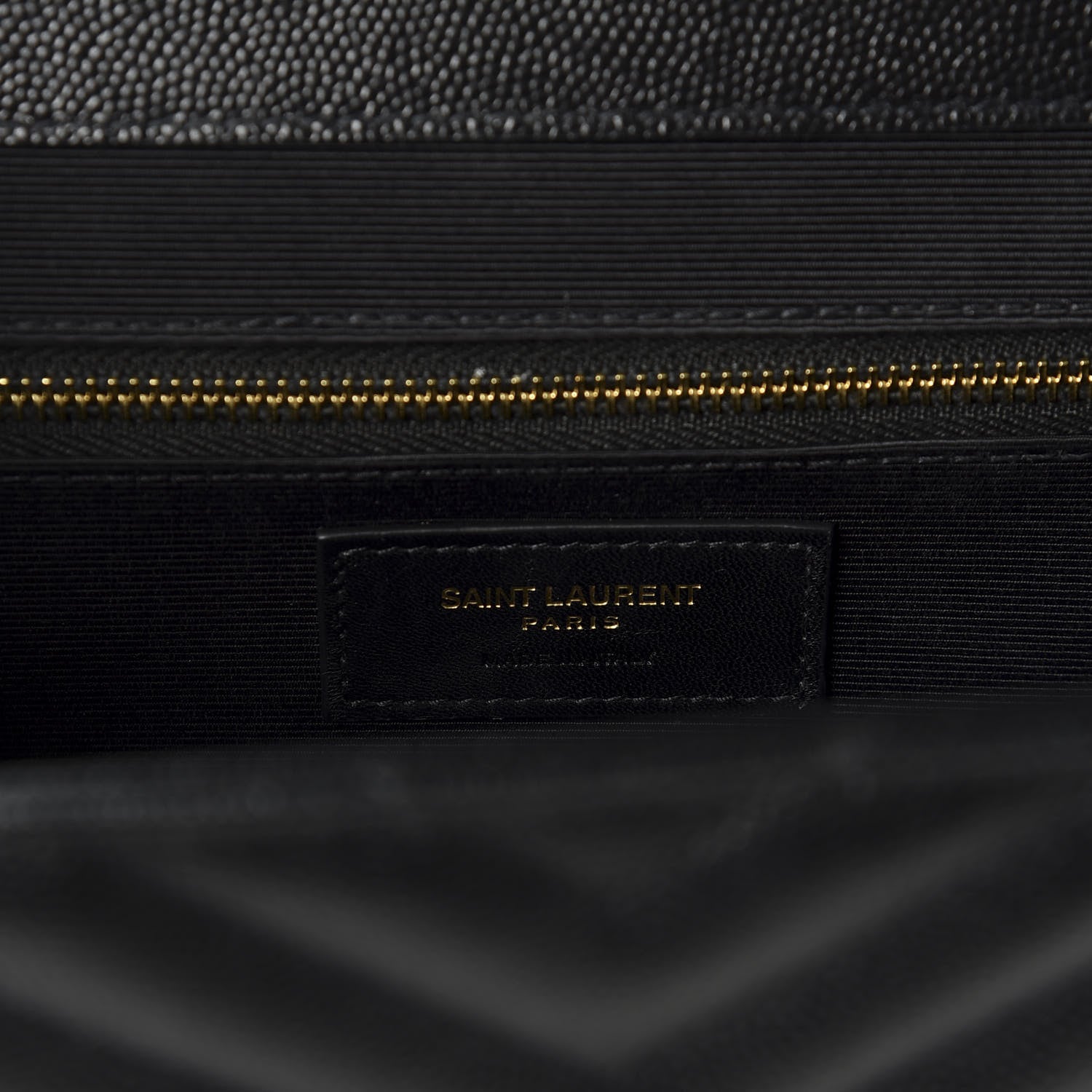 Saint Laurent Grain De Poudre Matelasse Chevron Large Monogram Satchel Black 8 of 9