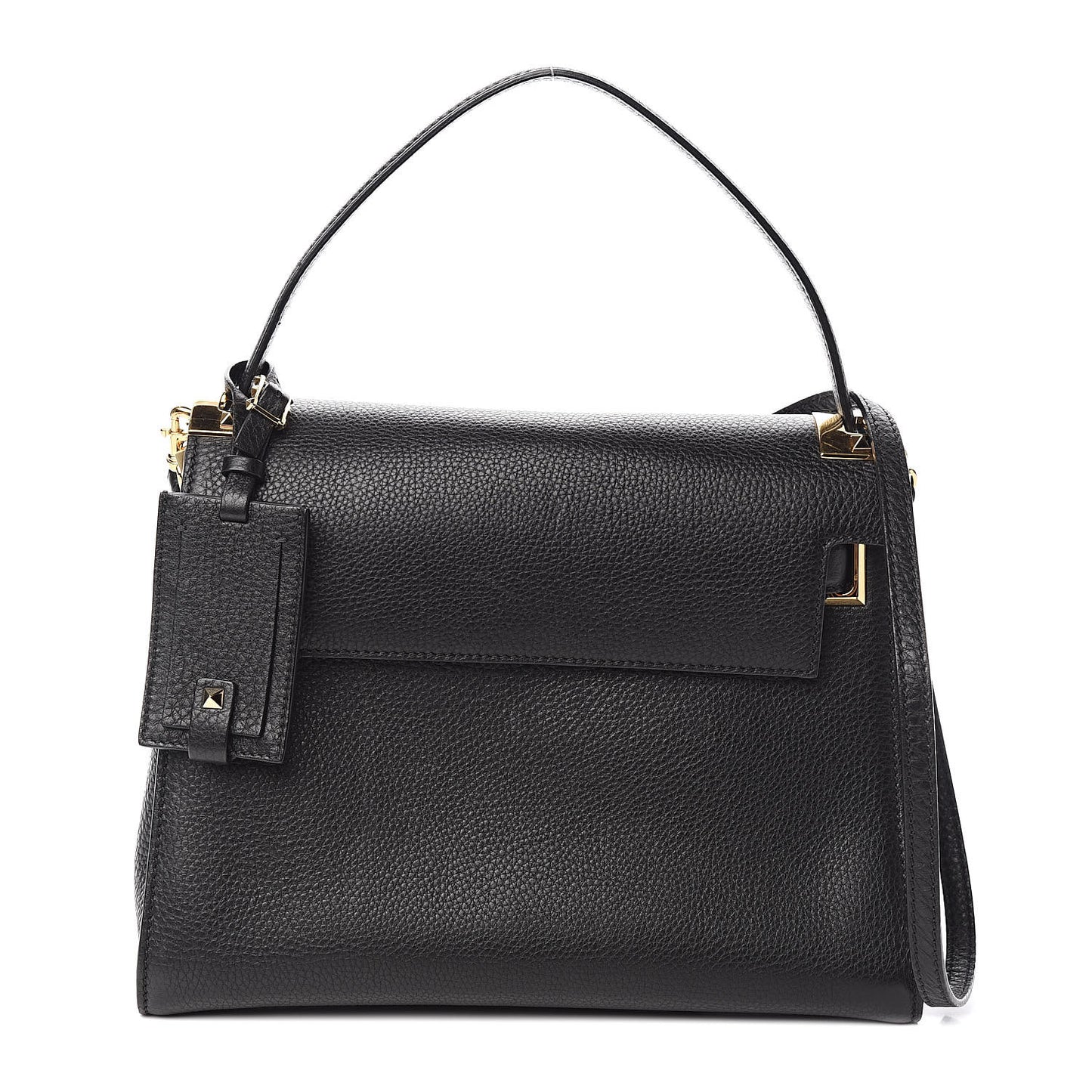 Pebbled Calfskin Medium My Rockstud Frame Bag Black