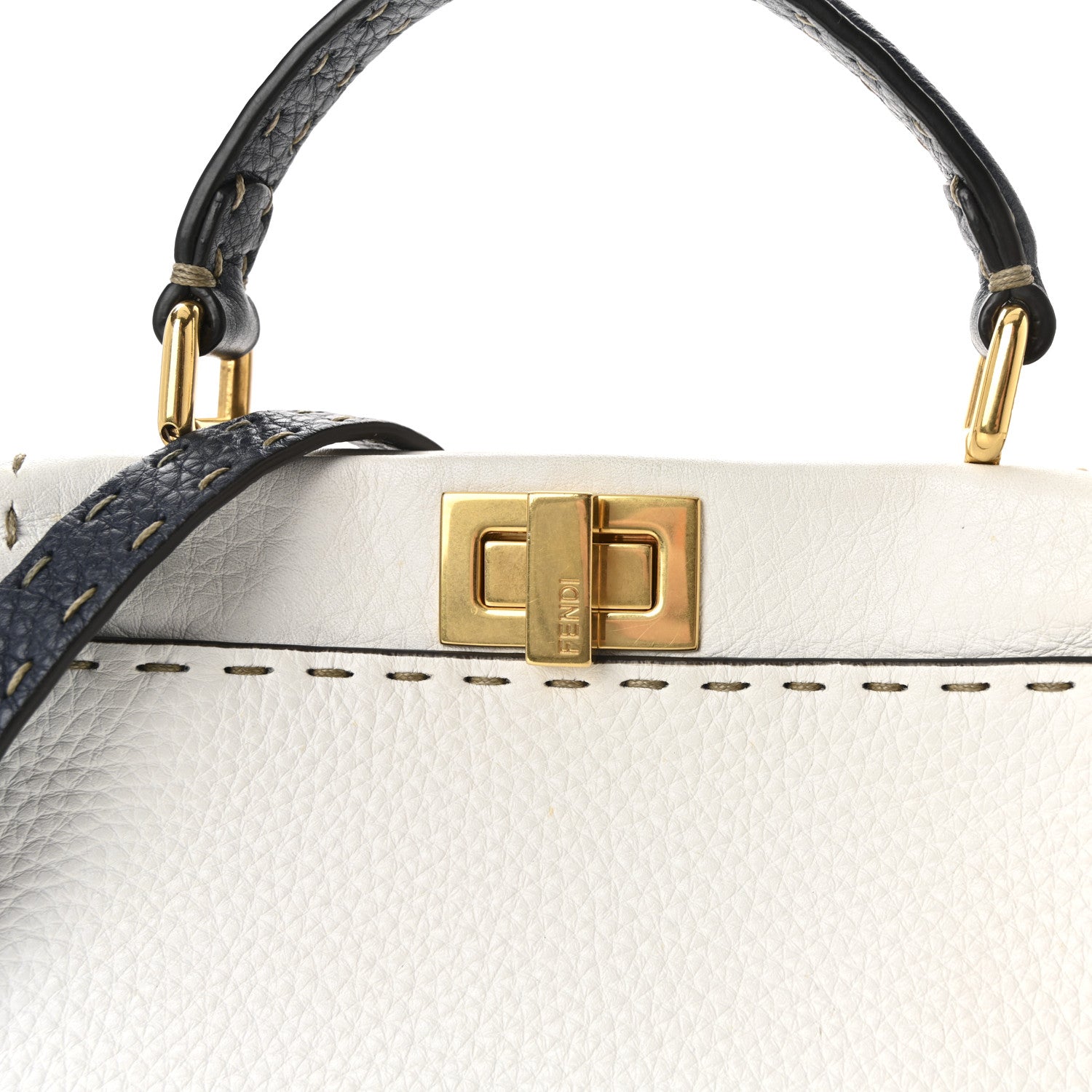 Fendi Cuoio Romano Selleria Tri-color Mini Peekaboo Iconic Satchel