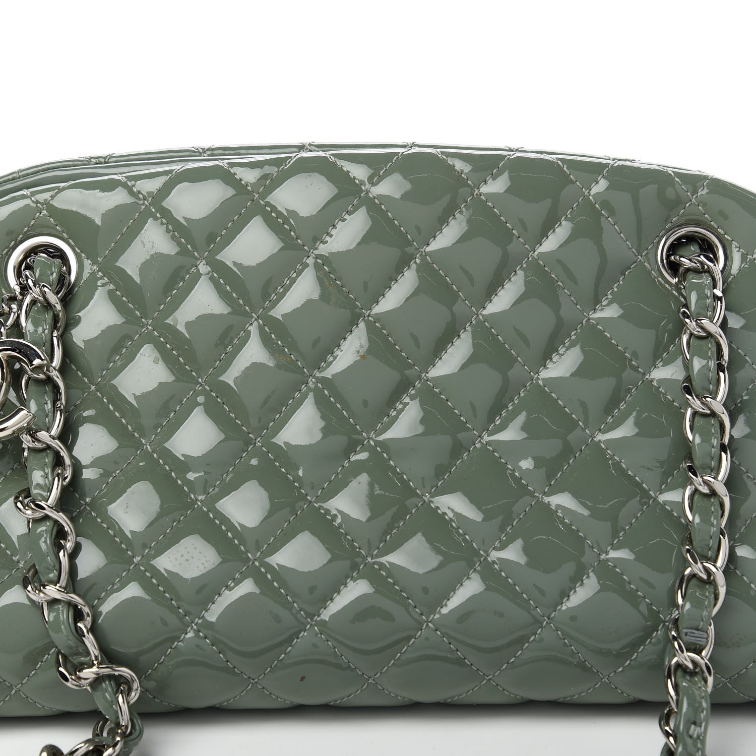 Chanel Patent Quilted Medium Just Mademoiselle Green 10 of 12