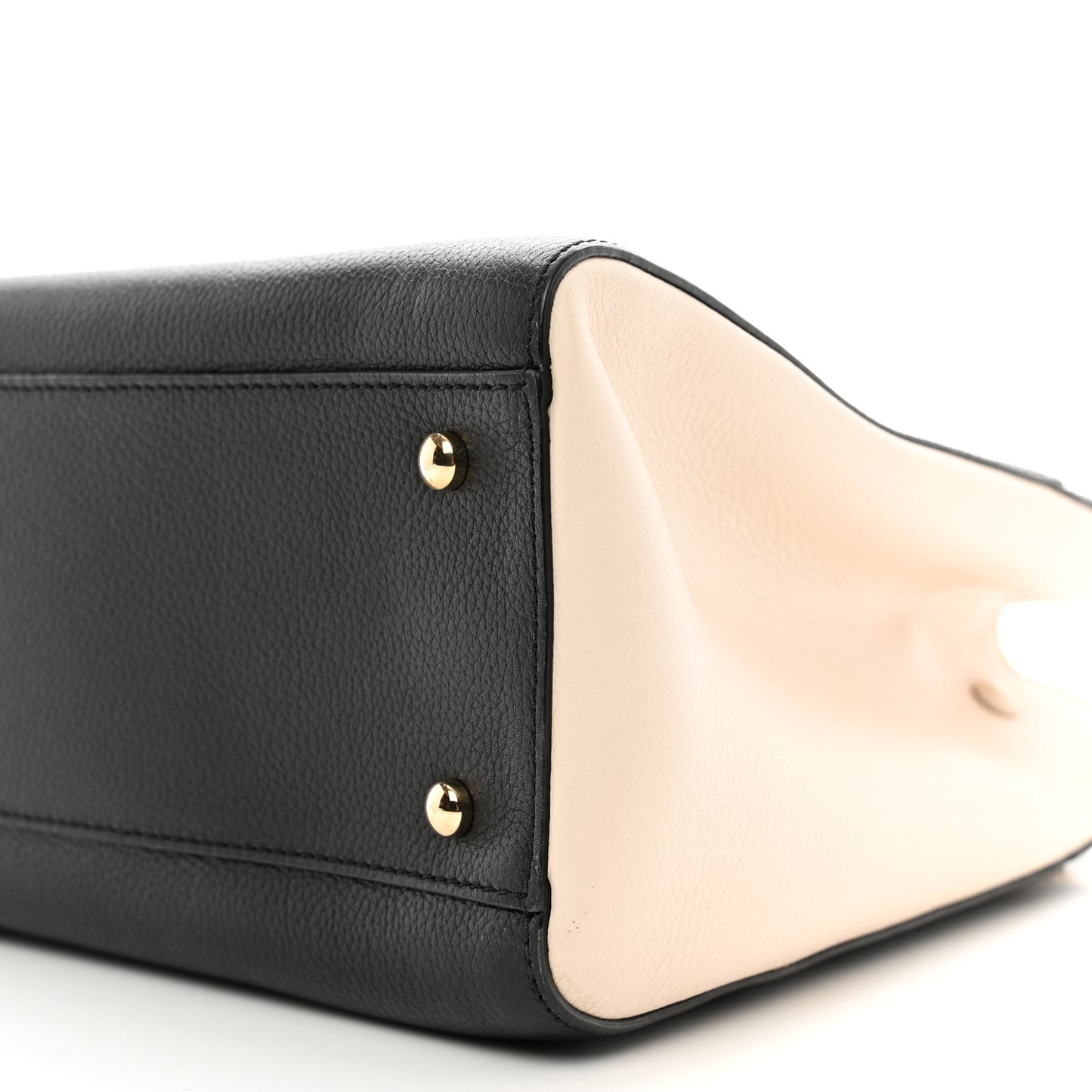 Grained Calfskin Small Bi-Color Neo Executive Shopper Tote Black Beige
