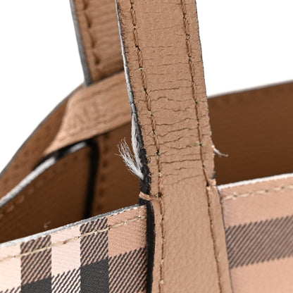 Burberry Grainy Calfskin Haymarket Check Medium Reversible Tote Camel 21 of 27